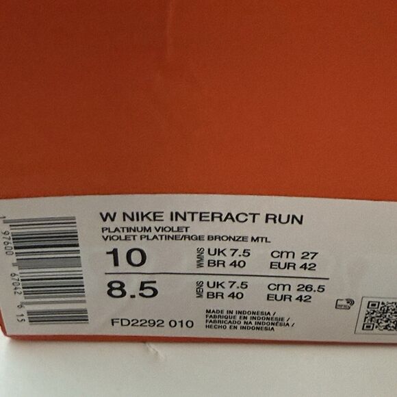 Nike Interact Run Women's Size 10 Platinum Violet / Bronze‎ FD2292 010 - Picture 7 of 12